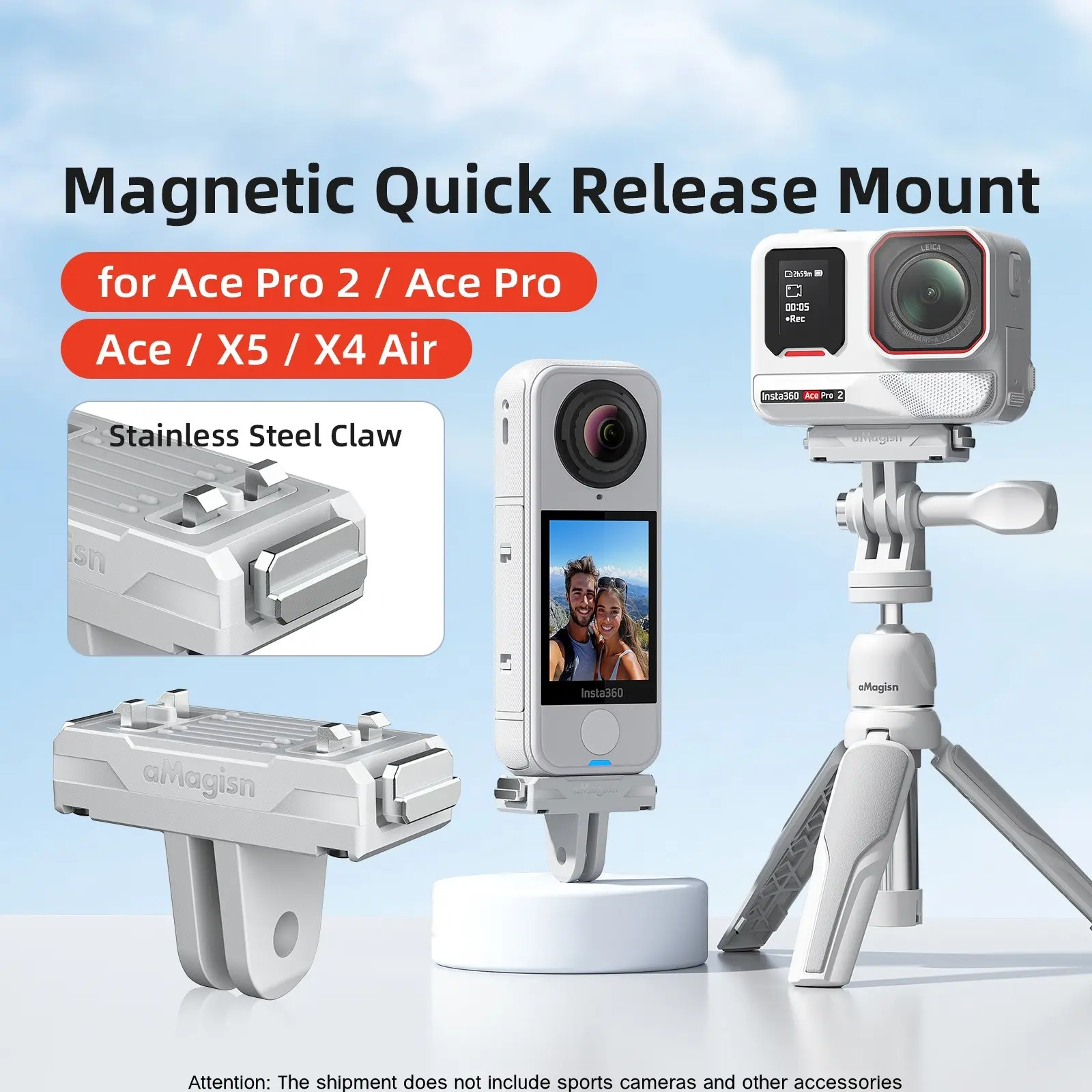 Shadow Stone Insta360 X5 Ace Pro 2 Magnetic Quick-Release Adapter Base Accessories, Quick Connect Frame, Durable Camera Mounting Solution, Ideal for Photography & Videography