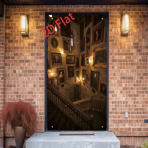 Hogwarts Castle Door Banner, Vintage Portrait Wall Art Decor, Washable Polyurethane Fabric, Easy Installation, 70.87x35.43 Inches