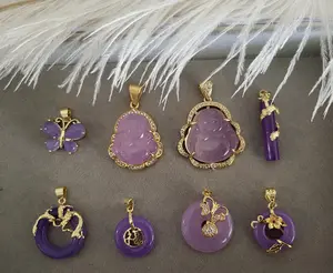 Gold Filled Lavender Jade Necklace with Adjustable Extender - Handcrafted 18K Gold-Filled Chain & Genuine Jade Buddha Pendant for Adults