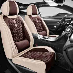 New Style Car Seat Cover All-Season Universal Linen Texture Durable Comfort Odorless Full Coverage Seat Pad Protector Automotive Seat Covers