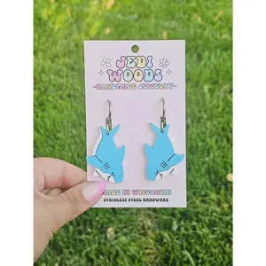 Blue Great White Shark Earrings