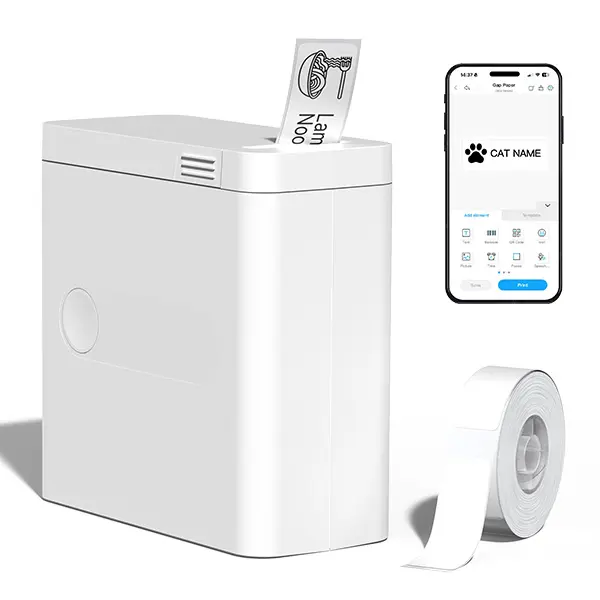 Portable Bluetooth Label Printer D12 - Wireless Handheld 203dpi Thermal Office Device, Back-to-School Item, Batteries Built-in Durable Battery, Mini Size, App Interface, Thermal Paper & Tape Included, School Household Gadget for Android Users