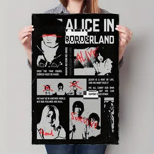 2D Flat, 1pc Alice in Borderland Canvas Poster - Large 15. 7x23. 62 Inch Frameless Wall Decor, Black & Red Minimalist survival themes, Living Room, Bedroom, Office Decoration - No Electricity Needed, Gift for Fans, Bedroom Artwork, Survival Theme Art, Bol