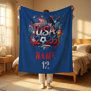 Custom 2026 World Soccer Blanket,Custom Football Nation Blanket with Name,USA Canada Mexico Soccer,2026 Soccer Tournament,Soccer Fan Gift
