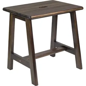 Rectangular Walnut Wood Stool (16.7" D x 13" W x 17.7" H) - Multi-use Small Bench End Table for Bathroom, Plant Display, Makeup Stool