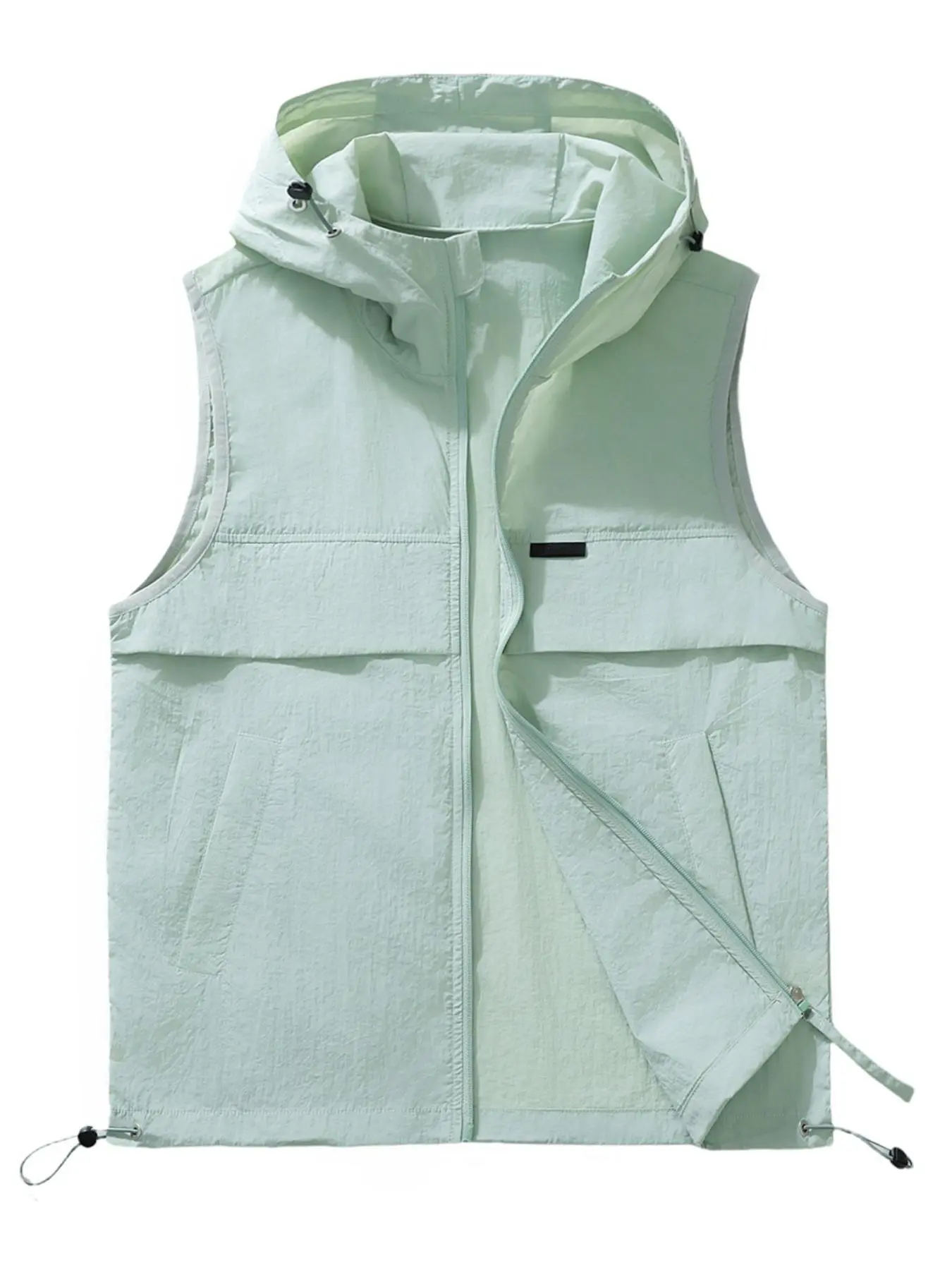 Men's Solid Zip Up Hooded Casual Lightweight Vest Top Jacket Gilet Waistcoat, Regular Fit Casual Sporty Sleeveless Outerwear for Hiking Running, Men's Clothes for Outdoor Activities, Menswear