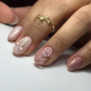 30-Piece Short Almond Cat Eye French Cherry False Nails Set, Includes Nail File & Tape, Easy Application, Perfect for DIY Manicure, Nail Art, Almond Fake Nails