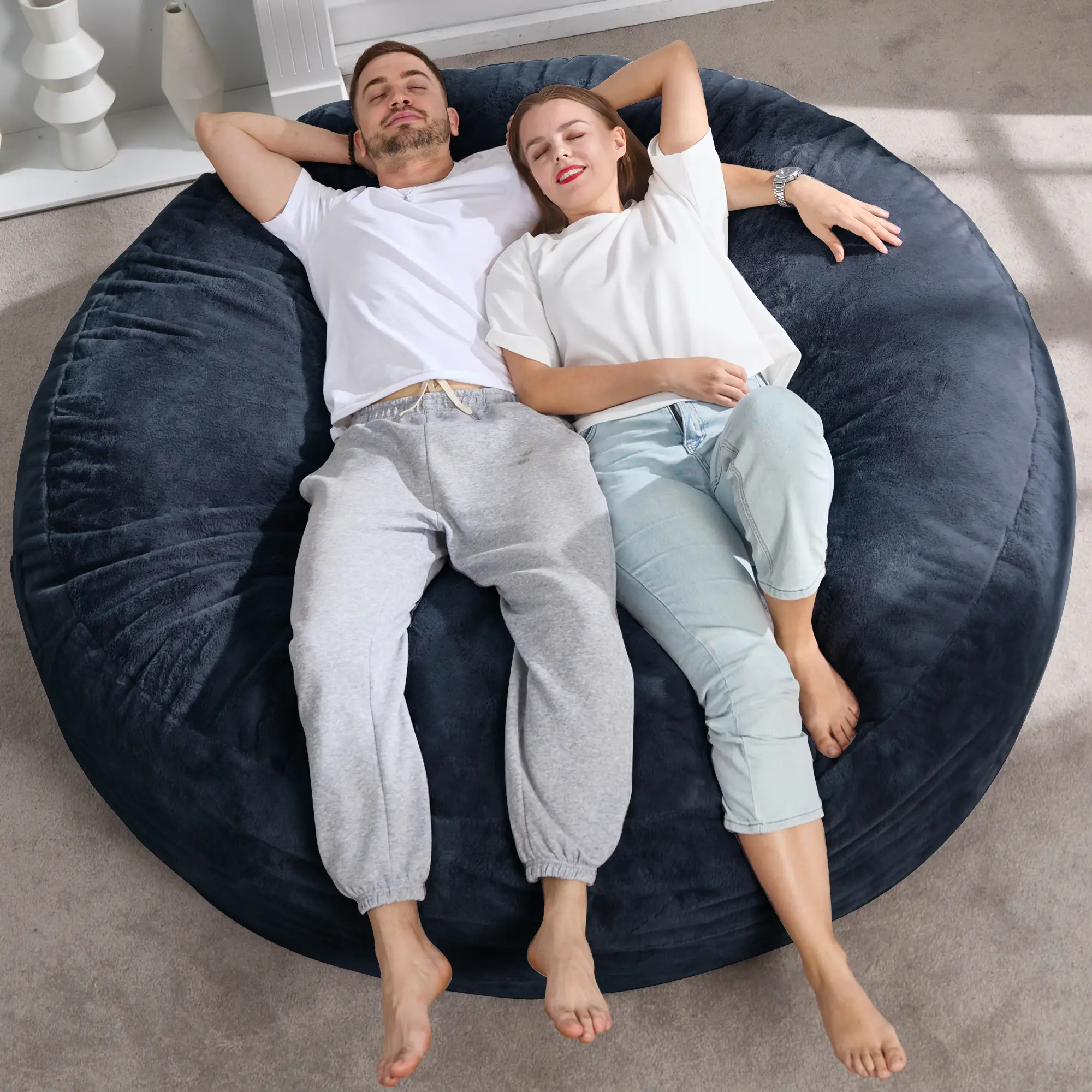 【Hobestluk】6ft Bean Bag Chairs for Adults Large Beanbag Chair with Plush Faux Fur Cover Big Bean Bag Chair for Living Room Bedroom Dorm Office - (70"