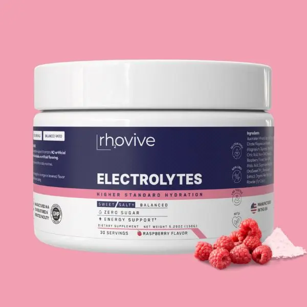 Organic Raspberry Electrolyte Mix Dietary Supplement Powder - GMO-Free, Clean, Low Sugar, Sodium-Infused, Magnesium-Containing Minerals, 30 Servings for Fitness Hydration Boost (Lightning Labs)