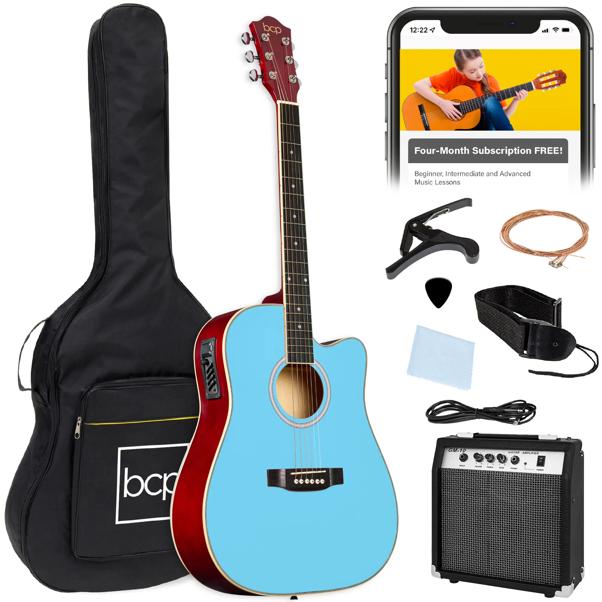 Best Choice Products Beginner Acoustic Electric Guitar Starter Set 41in w/ Wood Cutaway Design, Gig Bag Best Choice Products Beginner Acoustic Electric Guitar Starter Set 41in w/ Wood Cutaway Design, Gig Bag