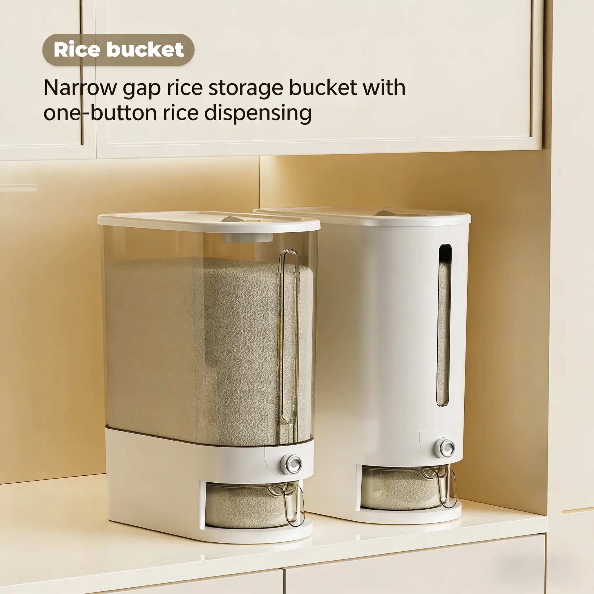 1 pc rice bucket with measuring cup, large-capacity cereal storage ...