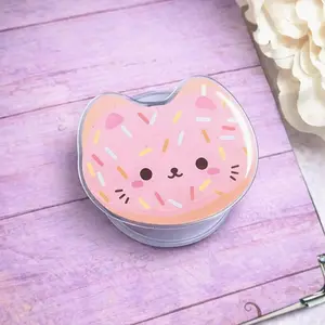 Kawaii Donut Cat MagSafe Phone Grip: Cute Pink Cat Dessert Magnetic Phone Holder, Pastel Kawaii Aesthetic Gift, Phone or Kindle Popgrip