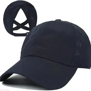 Women's Criss Cross Ponytail Baseball Cap - Adjustable, Quick Dry Messy Bun Hats for Women, Breathable Headwear for Running, Outdoor Sports