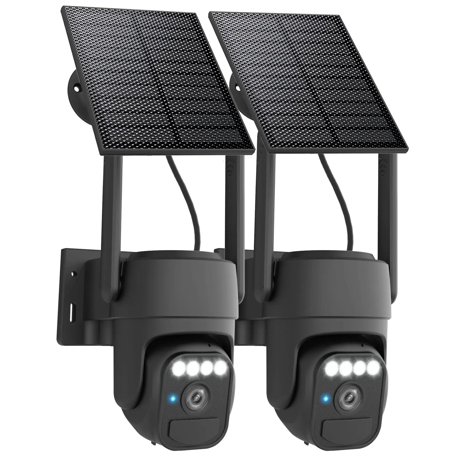 Wi-Fi Solar Camera Outdoor Wireless 2 Packs, Night Vision, IP65 Weatherproof, Motion Detection, Pan & Tilt Control, Two-Way Audio