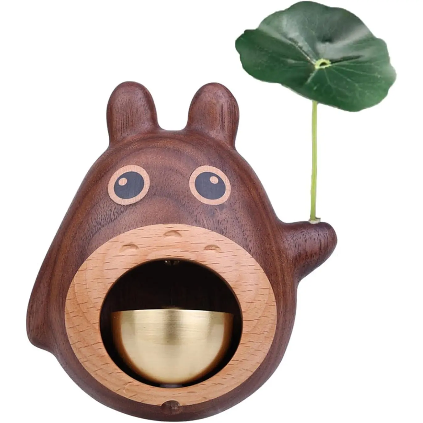 Magnetic Attached Wood Doorbell,Wooden Style Brass Magnetic and Double-Sided Tape doorbell shopkeepers Bell for Door Opening Black Walnut Cartoon Doorbell for Housewarming Gift