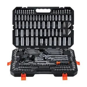 253-Piece Mechanical Tool Set - SAE/Metric Repair Toolkit with 1/4 in, 3/8 in, 1/2 in Drives, Sockets, Wrenches, Screwdriver Bits, Accessories & Storage Case for Automotive Repair