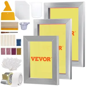 fathersdaygift VEVOR Screen Printing Kit, 3 PCS Aluminum Silk Screen Printing Frames, 5 Glitters and Screen Printing Squeegees and Transparency Films, 6x10/8x12/10x14inch 110 Count Mesh, for DIY T-shirts Printing