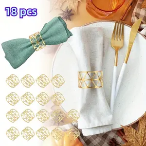 Pack of 18 Hollow Out Napkin Rings Elegant, 4.5 cm/1.77 inch, Reusable Napkin Rings, Napkin Rings for Weddings, Christmas, Family Parties, Table Decoration