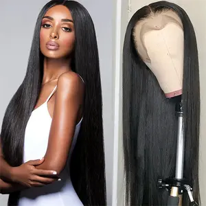 Synthetic Lace Front Wig 13x4 HD Lace Black Wigs Pre Plucked Straight Wigs for Women Long Glueless Wigs with Baby Hair Heat Resistant Lace Wig for Daily Use 26inch Beginner Friendly