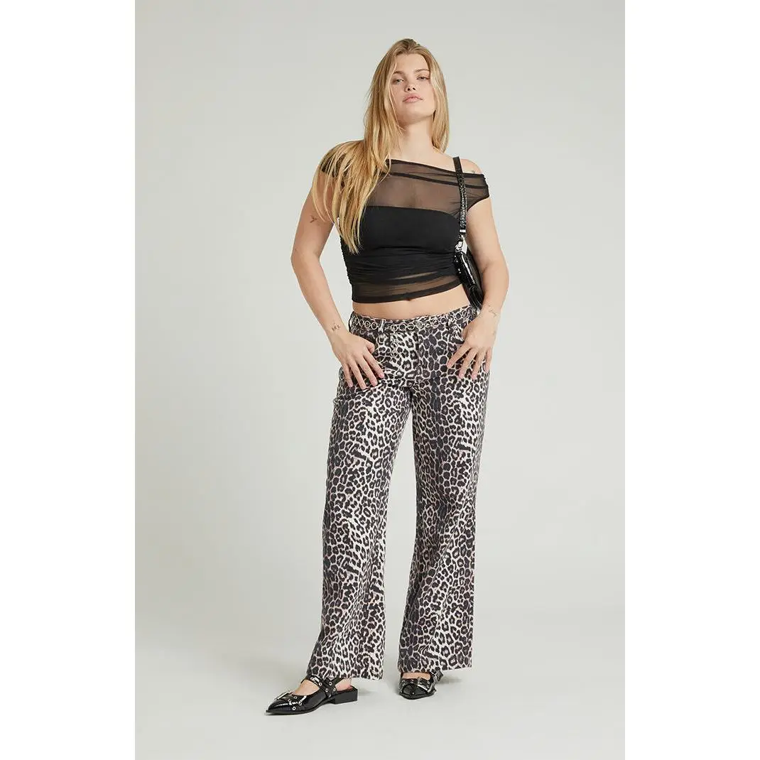 Pacsun Women's Casey Low Rise Baggy Jeans Leopard