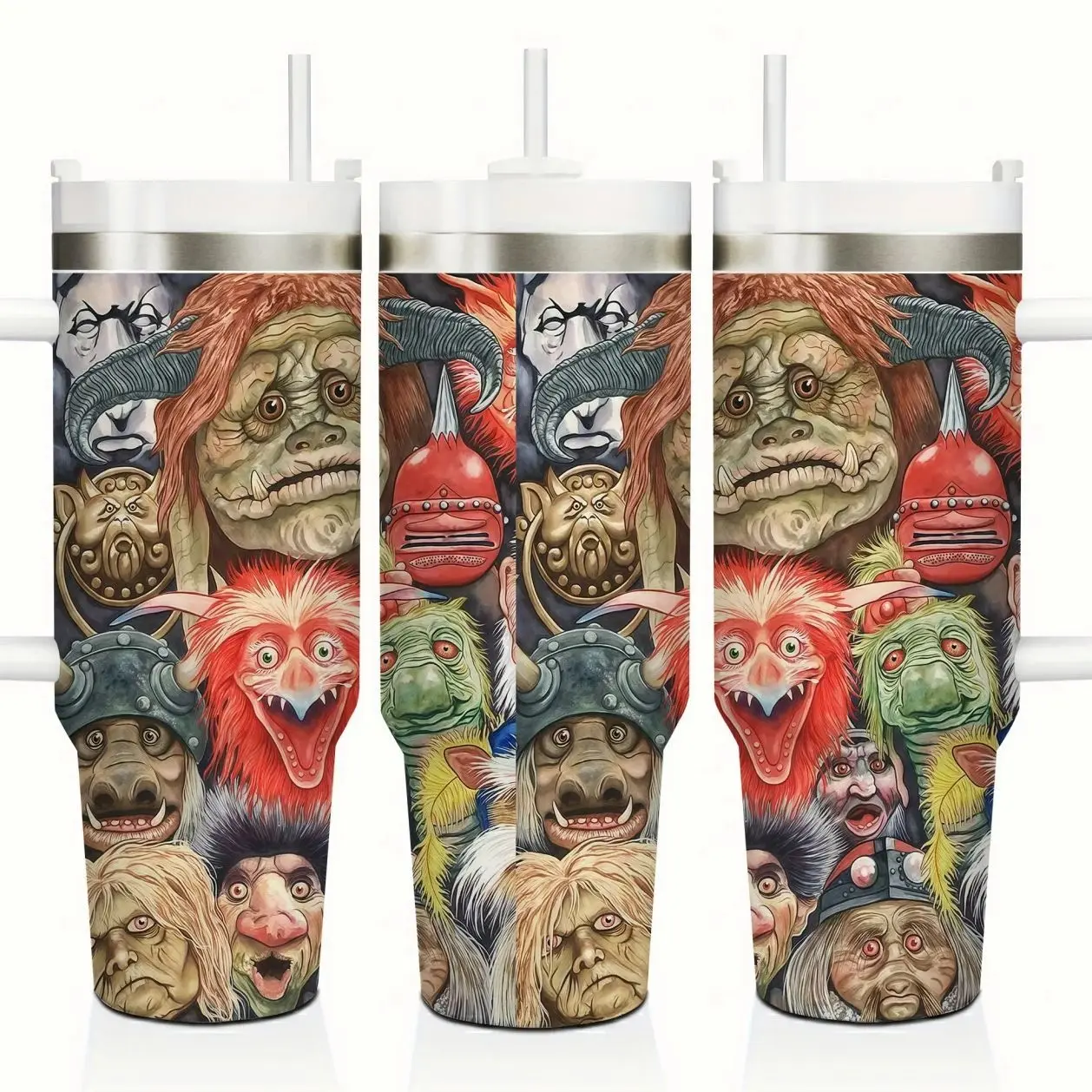 Labyrinth Movie Inspired 40oz Insulated Travel Tumbler Stainless Steel Mug with Handle and Straw Leak Proof Vacuum Thermal Cup Keeps Drinks Hot 12H Cold 24H Fan Gift