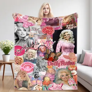 Dolly Parton themed printed flannel blanket, comfortable and warm all seasons, a must-have for sofas, bedrooms, and offices, and the perfect gift.