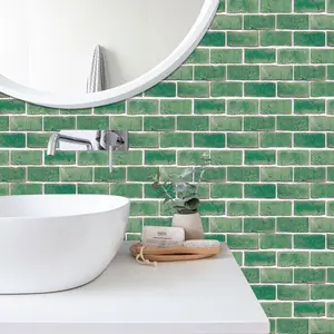 Brick Pattern PVC Self-Adhesive Tile Stickers, Waterproof Durable Removable Easy Peel, Kitchen Bathroom Wall Decor