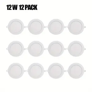 6inch 12 Pack Led Recessed Ceiling Lights, Ultra-thin Retrofits Installation Kit, 6500k Daylight White Led Downlight, Modern Slim Panel Lighting Fixtures, Durable Bright Indoor Ceiling Lamp for Home Garage Office Interior Lighting Use