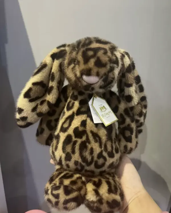 Jellycat Cobblehop Bunny Exclusive Plush Toy with Drawstring Gift Bag – Leopard-Print Long-Ear Stuffed Animal Gift for Birthdays and Collectors