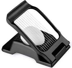 Egg Slicer, Egg Slicer for Hard Boiled Eggs, Stainless Steel Wire Egg Slicer, Heavy Duty Aluminium Egg Cutter Dishwasher Safe for Egg Strawberry Soft Fruit, Black