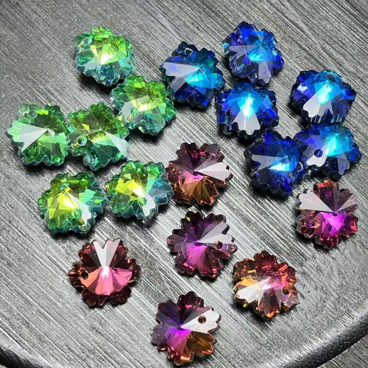 12mm Rainbow Snowflake Crystal Beads - Pre-Drilled, Multi-Color, Gluable & Stringable DIY Jewelry Making Materials for Bracelets & Necklaces