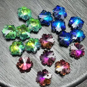 12mm Rainbow Snowflake Crystal Beads - Pre-Drilled, Multi-Color, Gluable & Stringable DIY Jewelry Making Materials for Bracelets & Necklaces