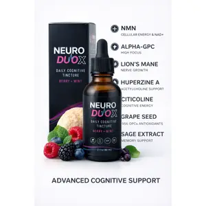 NeuroDuo X — Extra Strength Focus & Drive 60ml with NMN Alpha-GPC Lion's Mane Huperzine A Citicoline Grape Seed Sage Extract for Enhanced Cognitive Support