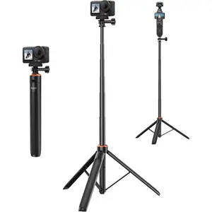 53.5"  Action Selfie Stick Tripod for  Action 5 Pro/4/3, Xtra Edge Pro, 2-in-1 Extendable Handle Grip w Quick-Release Adapter, Extension Rod/Travel Vlog Stand/Accessories for Video Recording