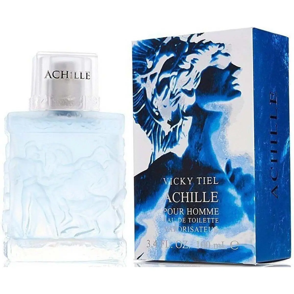 Vicky Tiel Achille Pour Homme Eau de Toilette - Men's Oriental Cologne with Rich Scent, Vanilla, Citrus-Floral-Woody Notes, Vetiver Cedar Base, Basil-Coriander Hit, 3.4 fl oz Single Item
