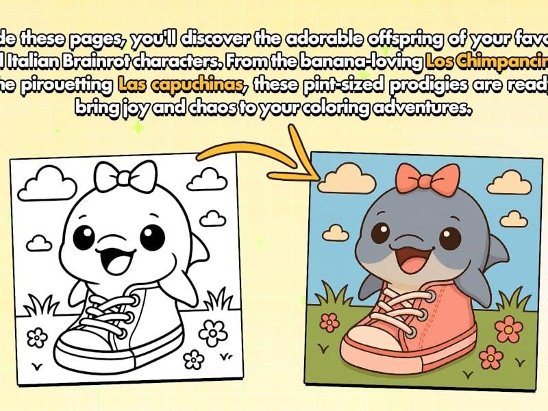 Baby Italian Brainrot Coloring Book: Viral TikTok Meme Cute Creatures Like Los Crocodilitos, Las Tralaleritos, Los Tung Tung Sitos, Bold Lines, Relaxation & Fun for All Ages!