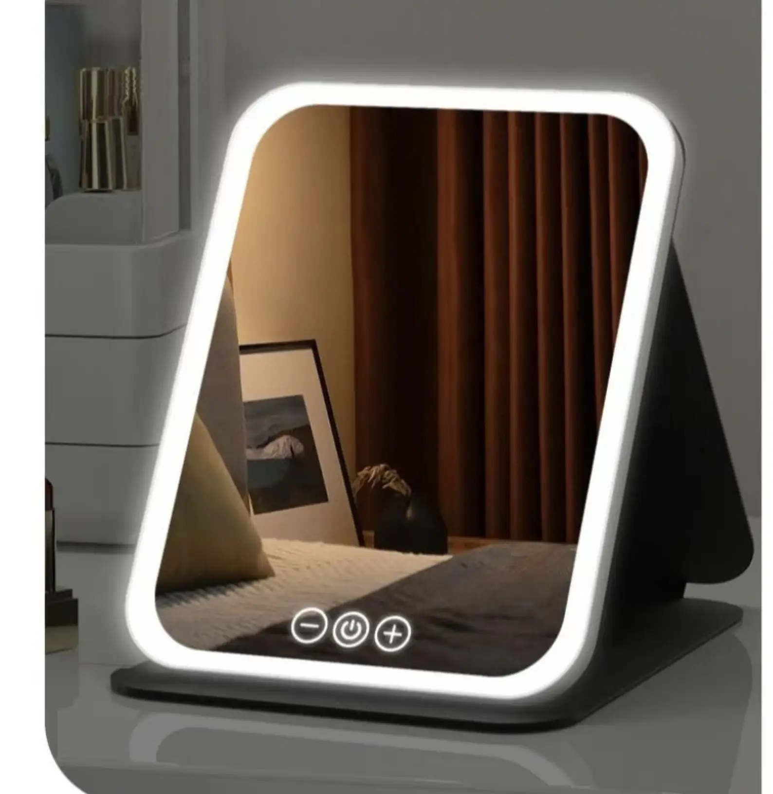 Portable LED Makeup Mirror,Foldable Makeup Mirror with Light, Desktop Fill Light Mirror For Student Dormitory & Office