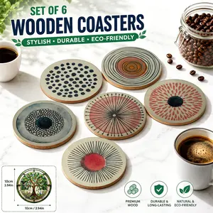 Stylish Drink Coasters Set of 6: Modern Abstract Design for Coffee & Tea, Protective Table Decor, Thoughtful Gift for New Home Owners