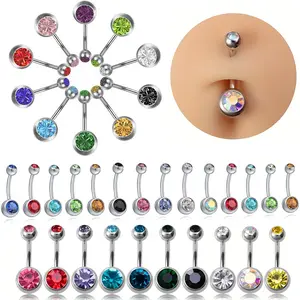 12PCS Assorted Colors Belly Button Ring Surgical Steel Hypoallergenic Lead and Nickel Free,4 Gauge Navel Piercing Body Jewelry