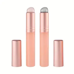 Silicone Lip Brush, Round Head Lip Brush for All Skin Types, Portable Blending Lip Brush with Cover, Soft Circular Lip Gloss Applicator