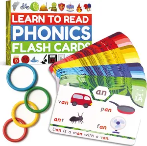 Phonics Flashcards Elementary Toy - Learn to Read in 20 Phonic Stages - Education for Kids Ages 4-8 Kindergarten 1st 2nd Grade Lowercase & Uppercase Letter Recognition Learning Game