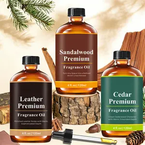 4oz Essential Oil: Cedar, Leather, Sandalwood Premium Fragrance Oils for Flavored Air/ Candles/ Diffuser/ Humidifiers