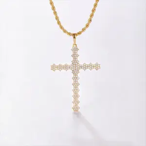 (CN053)Cross Zircon Pendant Necklace Women's Gift Elegant Trendy Fashion Jewelry