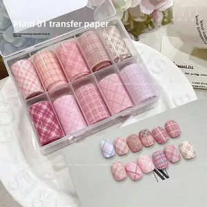 10 Color Lace Flower Nail Charm Sticker DIY Art Gothic Dark Nail Art Decoration Sticker Transfer Paper Nail Accessories, New Year Tulip Small Flower Starry Sky Sticker, Suitable For Nail Salons And Individual Users As A Boxed Nail Decoration (Without Adhe