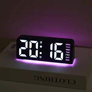USB Powered Digital Multifunctional Alarm Clock Mood Light Home Decor TEMP Date Week 2 Alarm Snooze Table Clock 4-level Brightness 12/24H Digital LED Clock(Battery Not Included)