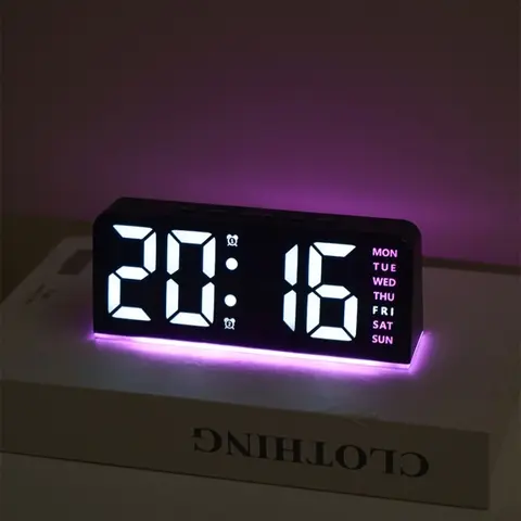 USB Powered Digital Multifunctional Alarm Clock Mood Light Home Decor TEMP Date Week 2 Alarm Snooze Table Clock Digital Alarm Clocks Battery Operated Digital Clock 4-level Brightness 12/24H Digital LED Clock(Battery Not Included)