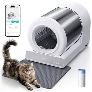 UAHPET Stainless Steel Self-Cleaning Cat Litter Box, Easy-to-Clean Automatic Cat Litter Box with APP Control, Odor-Free Waste Disposal Includes Trash Bags