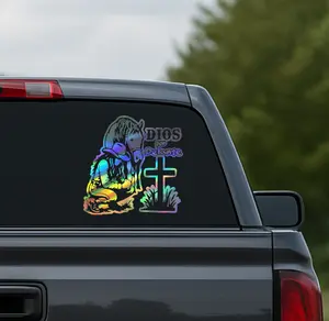 Dios Por Delante Cowgirl Sticker 5" Inch – Christian Faith Decal, 20+ Colors, Waterproof Indoor/Outdoor Vinyl for Cars, Trucks, Laptops & Tumblers