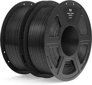 PLA Filament 1.75mm Black 2KG, 3D Printer Filament Dimensional Accuracy +/- 0.02mm, 2 count 1kg Spool(2.2lbs) Fit  FDM 3D Printers