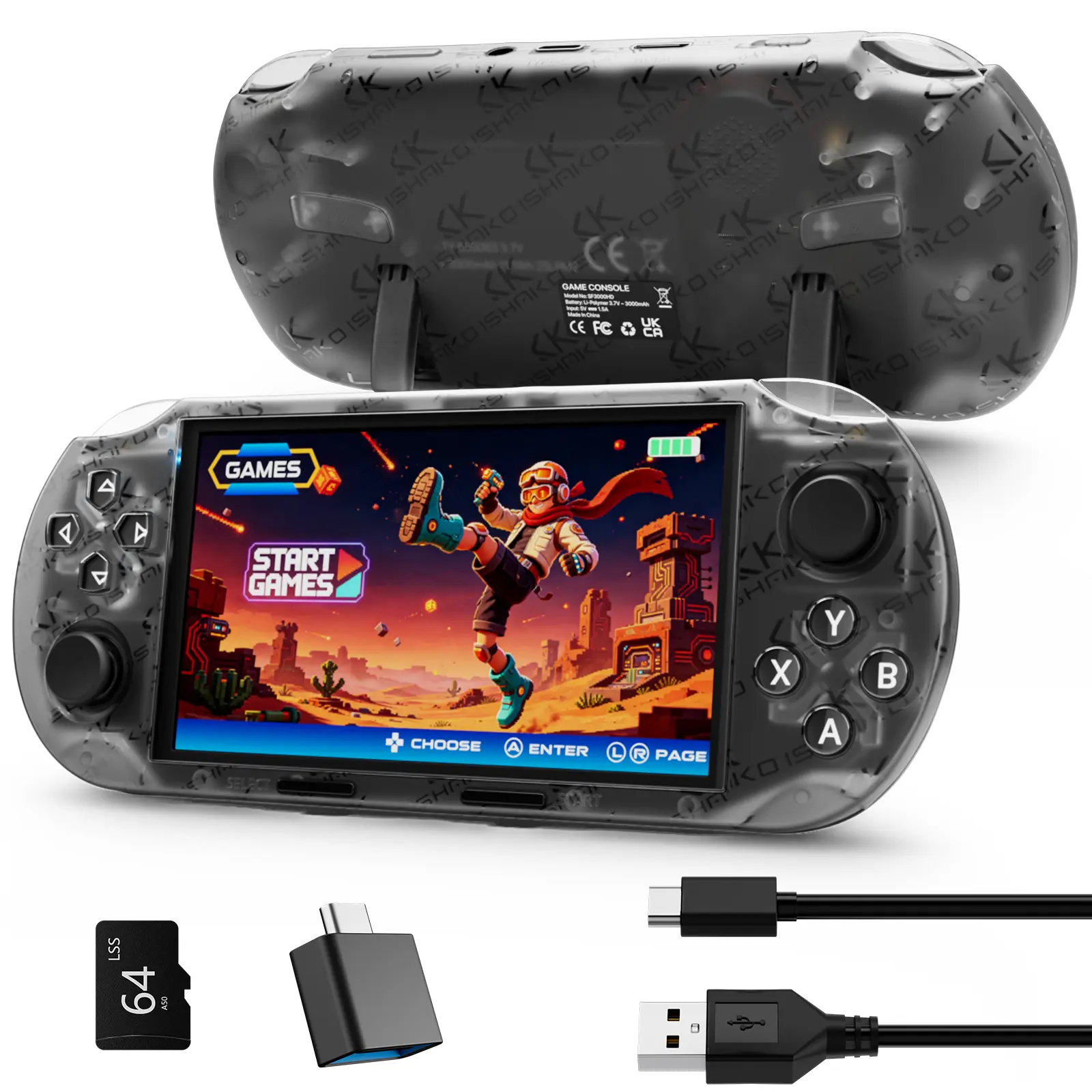 2026 Upgraded Handheld Game Console, 4.5" IPS HD Color Screen, Built-in 20,000 Retro Games, 14 Emulators, Movies, Music and E-books, Linux System, Portable Gaming Device for Travel